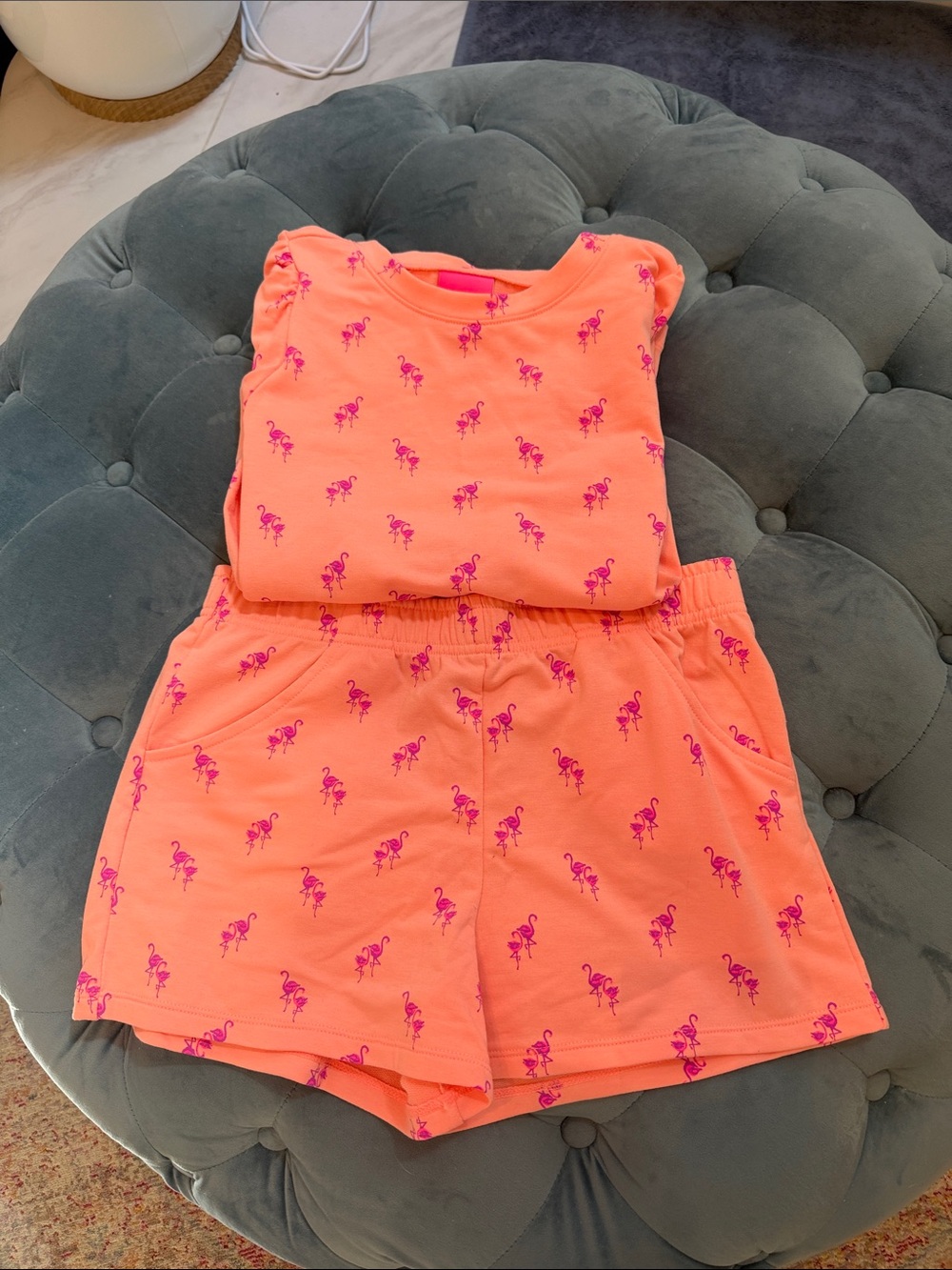 Like New Girl's XL Lilly Pulitzer Flamingo Short and Long Sleeve Shirt Set